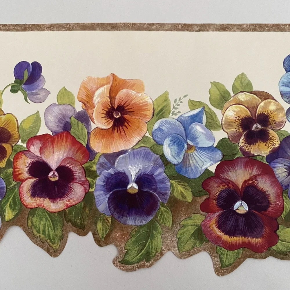 Pansy Garden Wallpaper Border by Brewster Home Fashions 15 feet x 6.25”